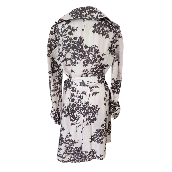 BCBGMaxAzria Silk Iridescent Stripe Abstract Belted Pocketed Rain Utility Coat - Picture 6 of 10